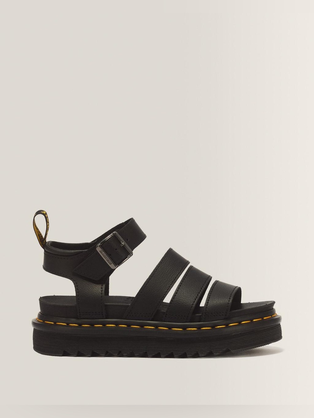 Dr. Martens Black Leather Strappy Sandals with Black Stitching, Size 8 - Picture 4 of 12